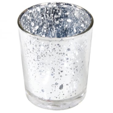 Teelichtglas in Silber verspiegelt, 67 mm