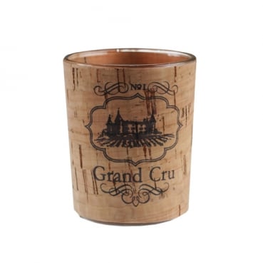 Teelichtglas Wein -Grand Cru- in Kork-Optik, 62 mm