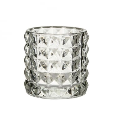 Kleines Kerzenglas, Teelichtglas Kristall, Diamant, klar, 67 mm
