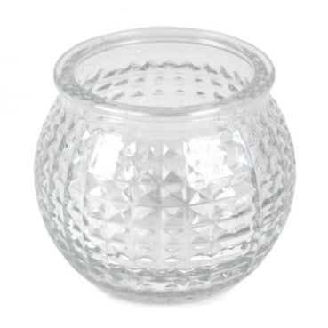 Teelichtglas, Windlicht Karomuster, klar, 65 mm