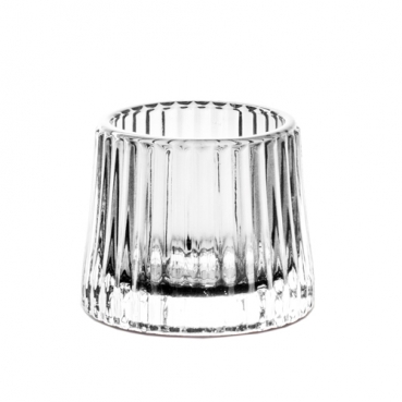 Teelichtglas, konisch mit Streifen, klar, 80 mm