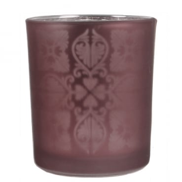Teelichtglas Ornamente in Mauve matt, verspiegelt, 83 mm
