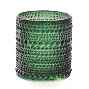 Teelichtglas, Windlicht Punkte in Grün, 80 mm