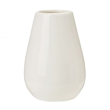 Kleines Keramik Tisch Väschen oval, Design I in Weiß glasiert, 85 mm