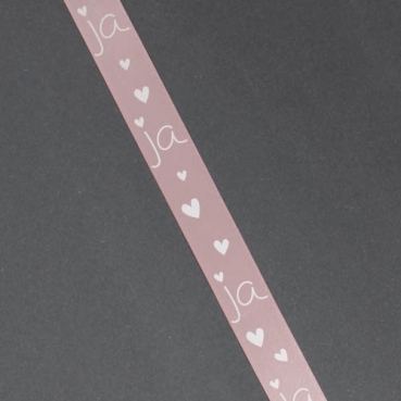20 Meter Tischband, Hochzeit, -Ja- in Rosa/Weiß, 25 mm 20 Meter Tischband, Hochzeit, -Ja- in Rosa/Weiß, 25 mm.