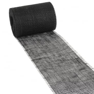 10 Meter Jute Tischband, schmal, grobmaschig in Schwarz, 15 cm