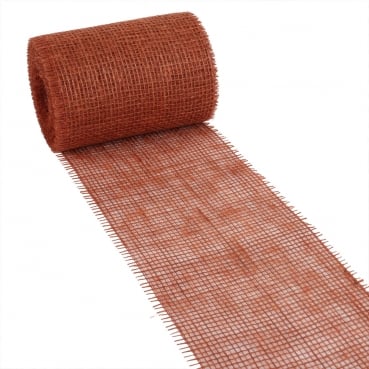 10 Meter Jute Tischband, schmal, grobmaschig in Terracotta, 15 cm