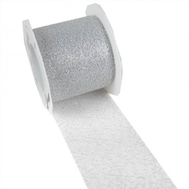 20 Meter Tischband Lace in Silber, 75 mm