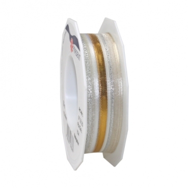 20 Meter Tischband, Schleifenband, Madagaskar in Gold/Creme, 25 mm 20 Meter Tischband, Schleifenband, Madagaskar in Gold/Creme, 25 mm.