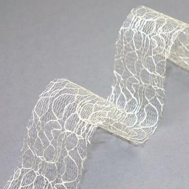 20 Meter Tischband Lace in Creme, 40 mm