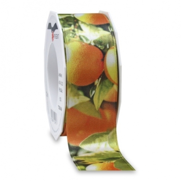 Satin Tischband Toskana Orangen, 40 mm