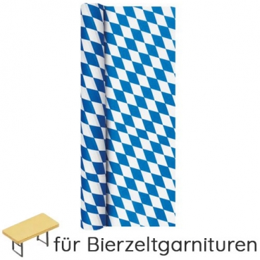 9,9 Meter Airlaid Papier Tischdecke für Bierzeltgarnituren, Biertische, Bayrische Raute, 80 cm