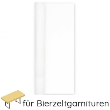 9,9 Meter Airlaid Papier Tischdecke für Biertische, Bierzeltgarnituren in Weiß, 80 cm