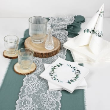 54-teiliges Tischdeko Paket Hochzeit "Eukalyptus Romantik"