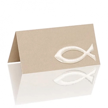 Tischkarte Fisch in Taupe Metallic