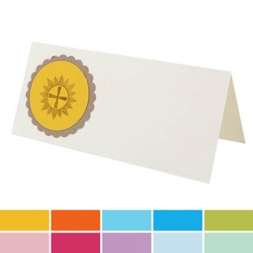 Tischkarte Kommunion, Konfirmation, Kreuz, in 10 Farben