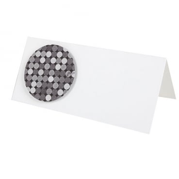 Tischkarte Discokugel in Weiß/Grau