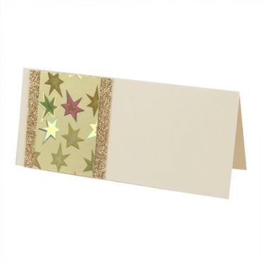 Tischkarten Weihnachten Sterne in Creme/Gold