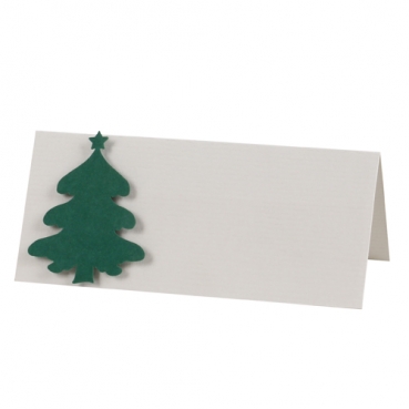 Tischkarte Weihnachten, Tannenbaum in Silbergrau/Dunkelgrün
