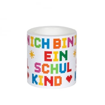 Tischkerze Einschulung, Schulkind, 80 mm