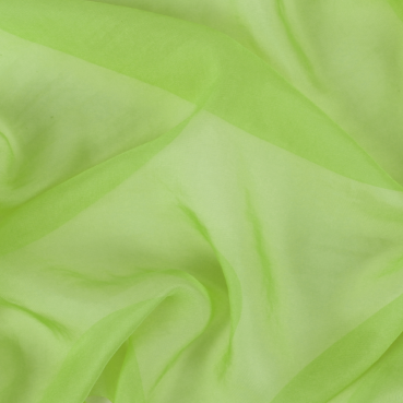 Nahaufnahme von dem Chiffon Tischläufer, hauchdünn, in Hellgrün, 35 cm.