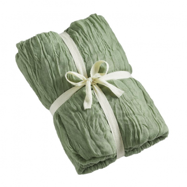 3 Meter Stoff Tischläufer Musselin, gekreppt in Eukalyptus, 90 cm