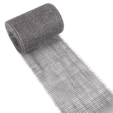 10 Meter Jute Tischband, schmal, grobmaschig in Grau, 15 cm