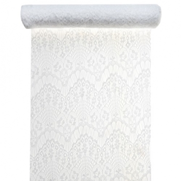 3 Meter Tischläufer Spitze, Boho Chic in Weiß, 30 cm
