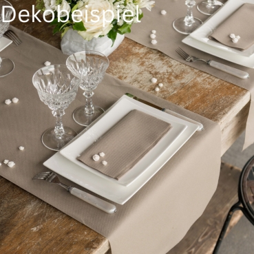 Dekobeispiel mit einem Airlaid Tischläufer in Taupe.