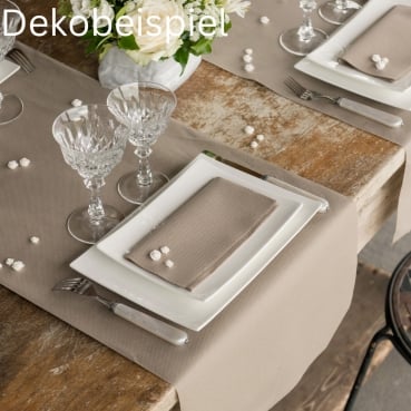 Dekobeispiel mit einem Airlaid Tischläufer in Taupe.