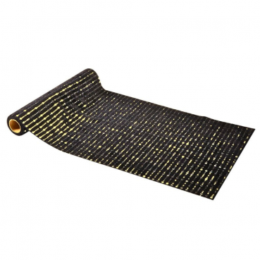 3 Meter Velours Tischläufer Glamour in Schwarz/Gold, 28 cm