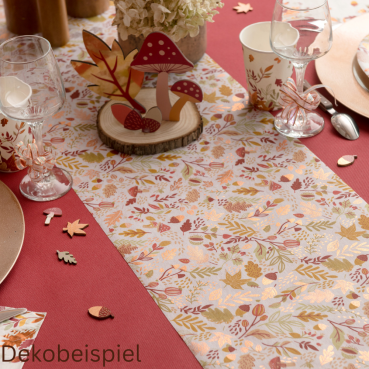 Dekobeispiel mit dem Vlies Tischläufer Herbstpracht, 30 cm.