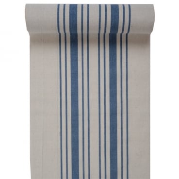 3 Meter Baumwoll Tischläufer Maritim, Streifen in Blau/Beige, 30 cm