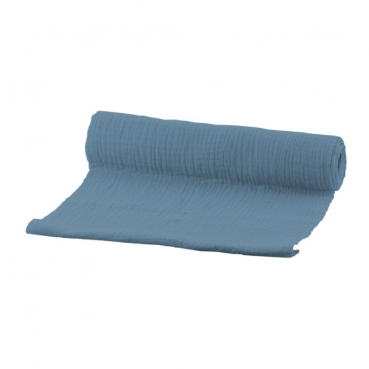 3 Meter Stoff Tischläufer Musselin in Jeansblau, 26 cm