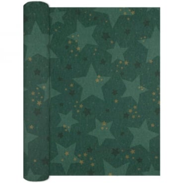 2,5 Meter Airlaid Papier Tischläufer Weihnachten, Starshine in Dunkelgrün, 33 cm