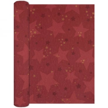 2,5 Meter Airlaid Papier Tischläufer Weihnachten, Starshine in Rot, 33 cm