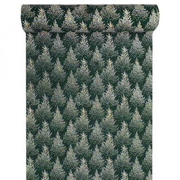 3 Meter Baumwoll Tischläufer Weihnachten, Tannenbaum in Jägergrün, 28 cm