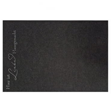 Filz Tischset -Liebe Hausgemacht-, Schrift seitlich, in Dunkelgrau meliert, 45 x 30 cm