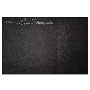 Filz Tischset -Liebe Hausgemacht-, Schrift oben, Dunkelgrau meliert, 45 x 30 cm