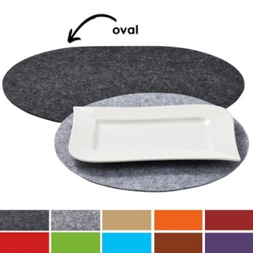 2er Set Filz Tischset oval in 10 Farben, 43 x 31 cm