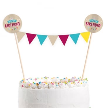 Kuchenaufsatz - Cake Topper, Geburtstag -Happy Birthday-, Wimpelkette