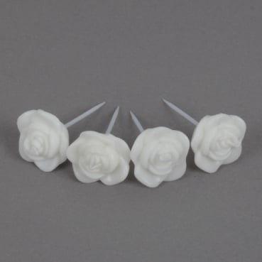 4 kleine Rosen Kerzen in Weiß, 60 mm