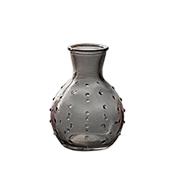 Kleines Glas Väschen mit Punkten in Anthrazit, 10 cm