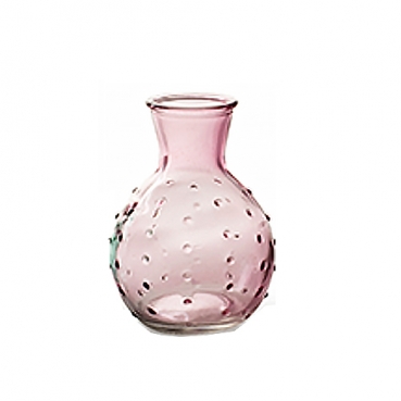 Kleines Glas Väschen mit Punkten in Hellrosa, 10 cm