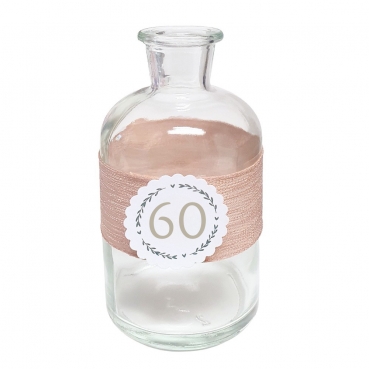 Glas Flaschen Väschen, Kranz mit auswählbarer Jahreszahl, 65 mm.