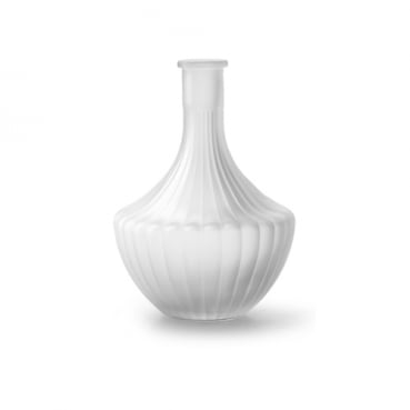 Glas Vase, gestreift -Share- 2. Wahl, matt in Weiß, 23 cm