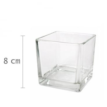 Vierkant Kerzenglas klein, klar, 80 mm