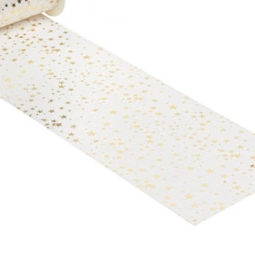 10 Meter Vlies Tischläufer Weihnachten mit Sternen in Weiß/Gold, 20 cm 10 Meter Vlies Tischläufer Weihnachten mit Sternen in Weiß/Gold, 20 cm.