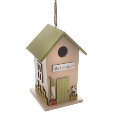 Holz Vogelhaus Villa Kunterbunt zum Aufhängen, 20 cm