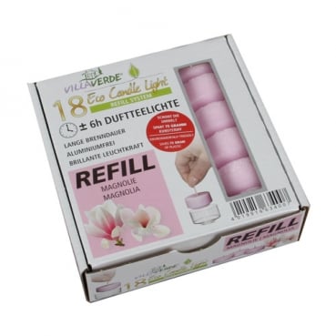 18 Wachsrohlinge, Duftteelichter Magnolie für Refill System Hüllen, 6 h Brenndauer